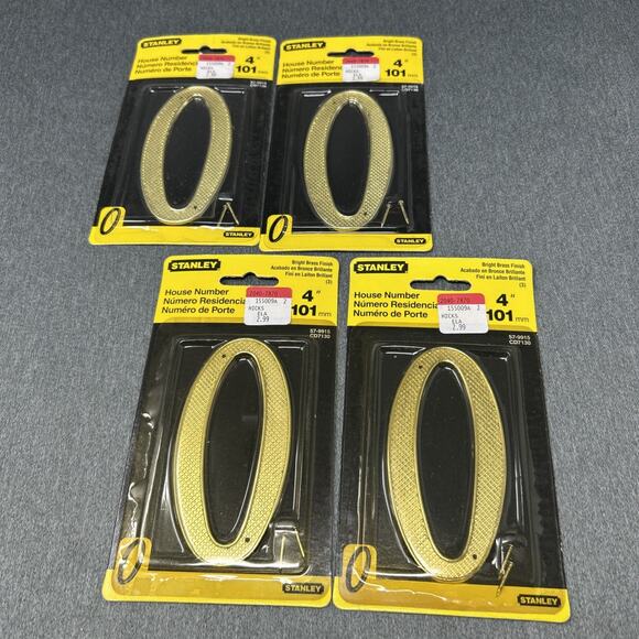 Vintage 2002 Stanley House Number ZERO 0 Brass Finish 4" NOS USA Packaged - Picture 8 of 9